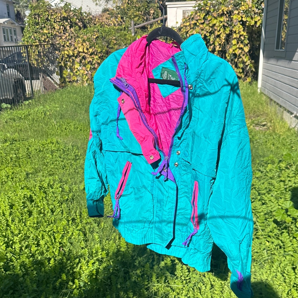 Cabin Creek Pink and Teal Nylon Jacket Vintage